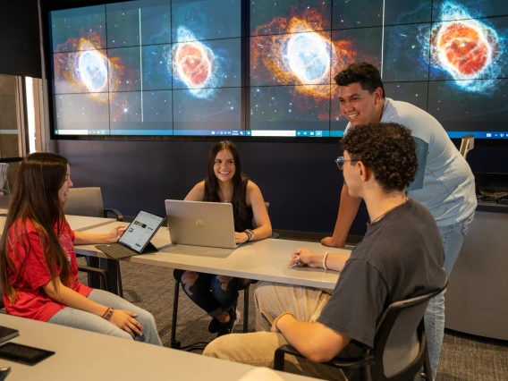 Students reviewing Data Visualization graphics