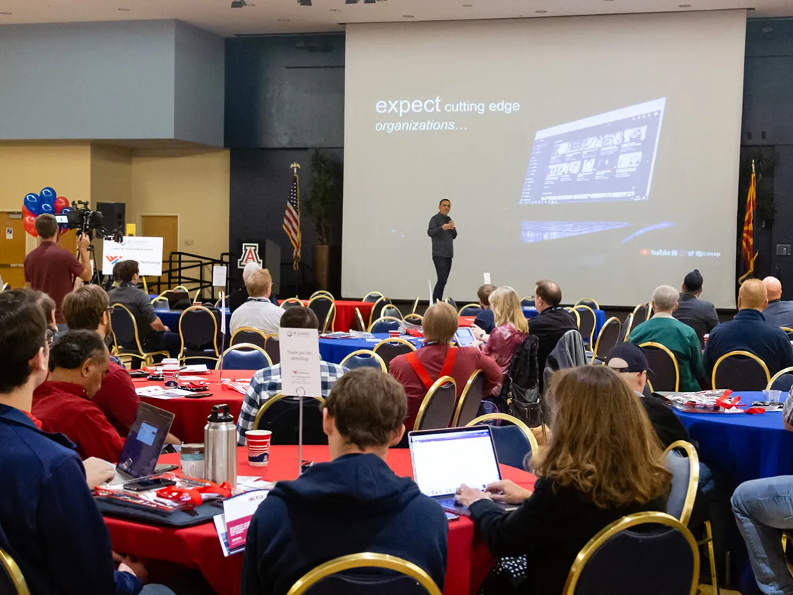 Jaime Casap, presenting keynote before crowd