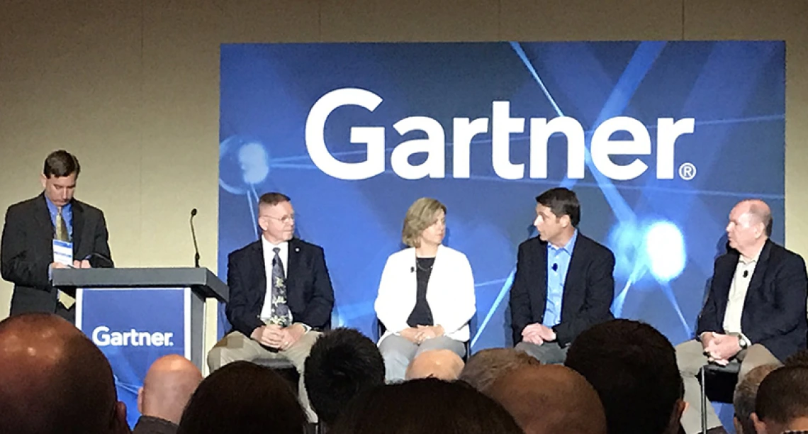 The Gartner summit panel of Chief Information Security Officers included Bob Jamieson, Mallinckrodt Pharmaceutics; Lanita Collette, UA; Robert Daugherty, Cobham Advanced Electronic Solutions; and Chris Wlaschin, Department of Health and Human Services.