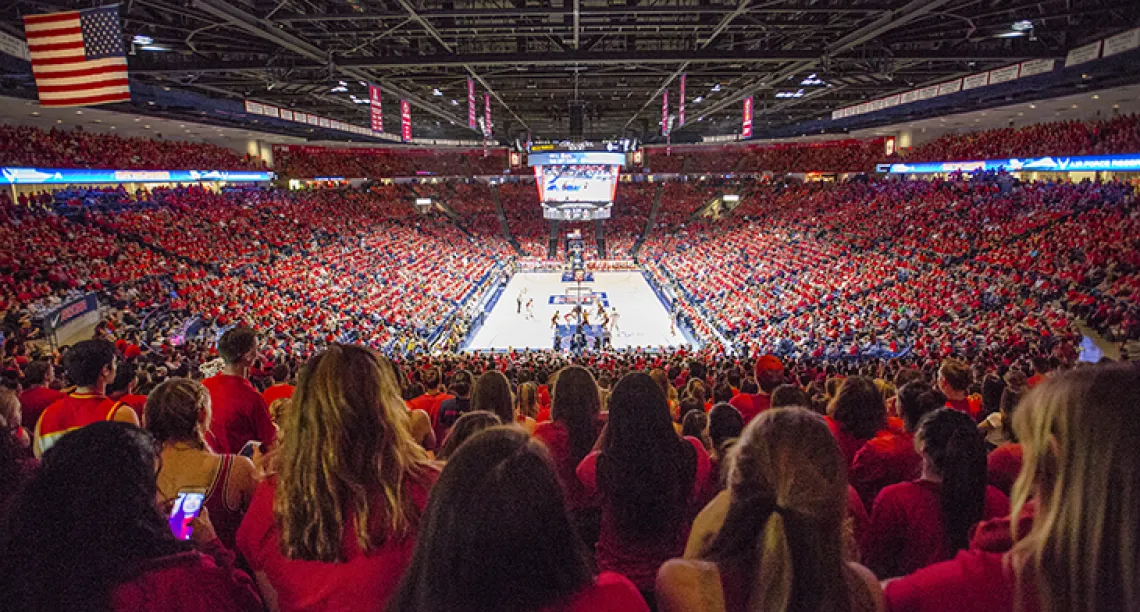 basketball fans at a game in McKale