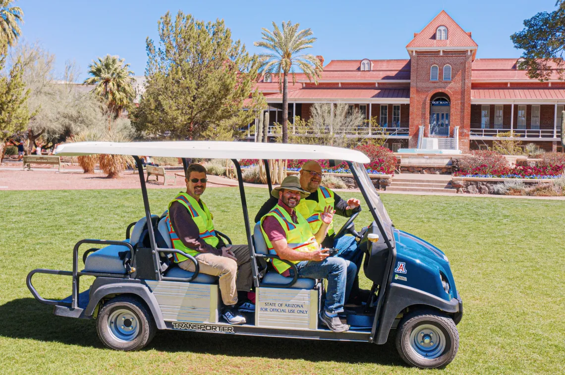 IT and Spatial Services staff on their way to collect drone imagery.