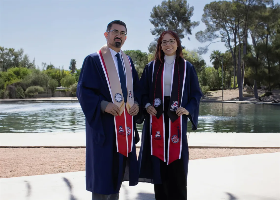 Guillermo and Yesenia Meraz in University of Arizona Graduation Gowns