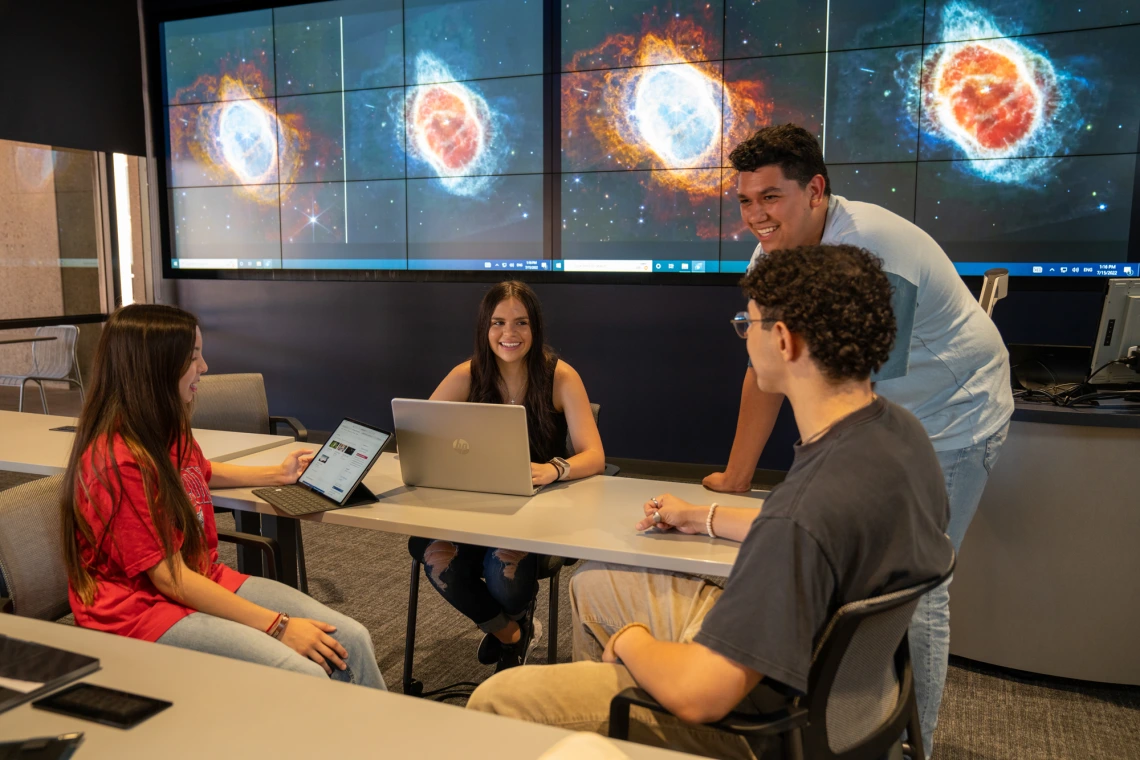 Students reviewing Data Visualization graphics