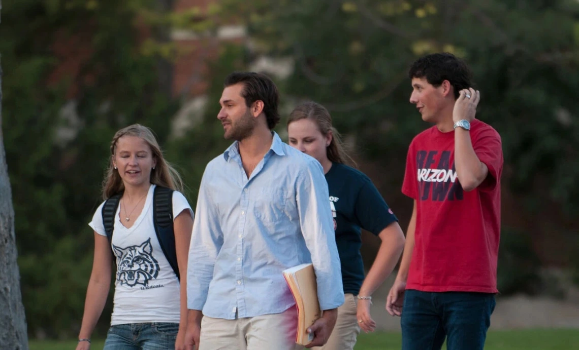 Students walking on campus