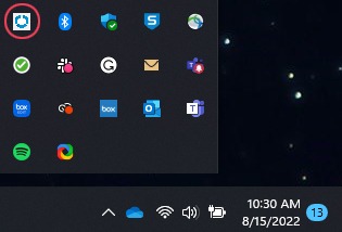 Windows system tray, showing hexagon-shaped icon for Intelligent Hub