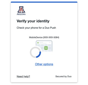 "Verify your identity. Check your phone for a Duo Push."