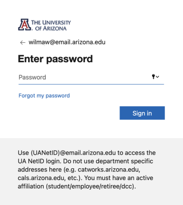 Password screen